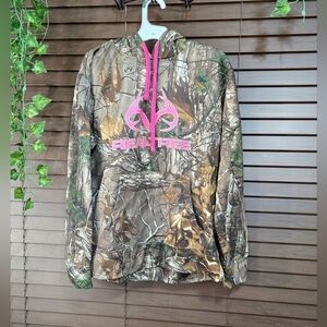 Realtree Camouflage And Pink Drawstring Hoodie Kids Size Large 12-14